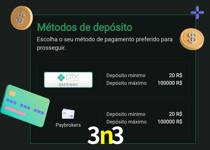 O cassino 3n3 oferece uma grande variedade de métodos de pagamento